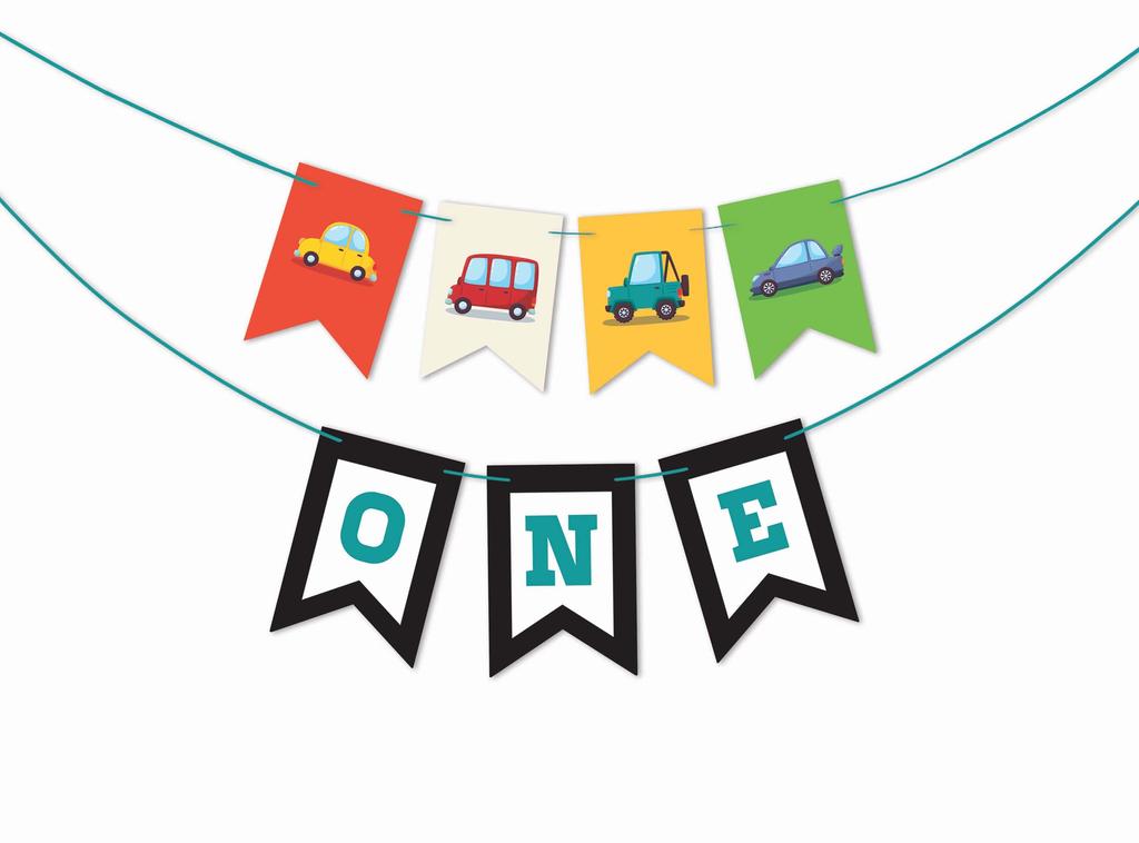Inkdotpot Birthday Party Decorations Happy Birthday Party Garland Baby Boy Or Girl Car Gender Neutral Pennant Banner