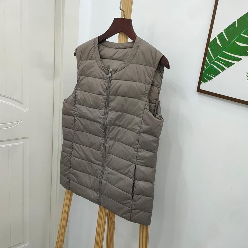 

Жіночий легкий пуховий жилет великого розміру - Осінньо-зимовий модний безрукавний топ-камісоль M хакі