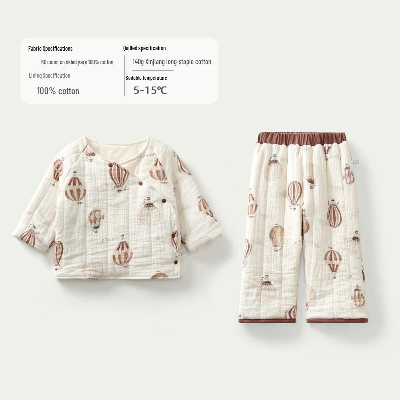Children s Cotton Clothing Set - Autumn/Winter Padded & Velvet-Lined for Boys & Girls 90cm