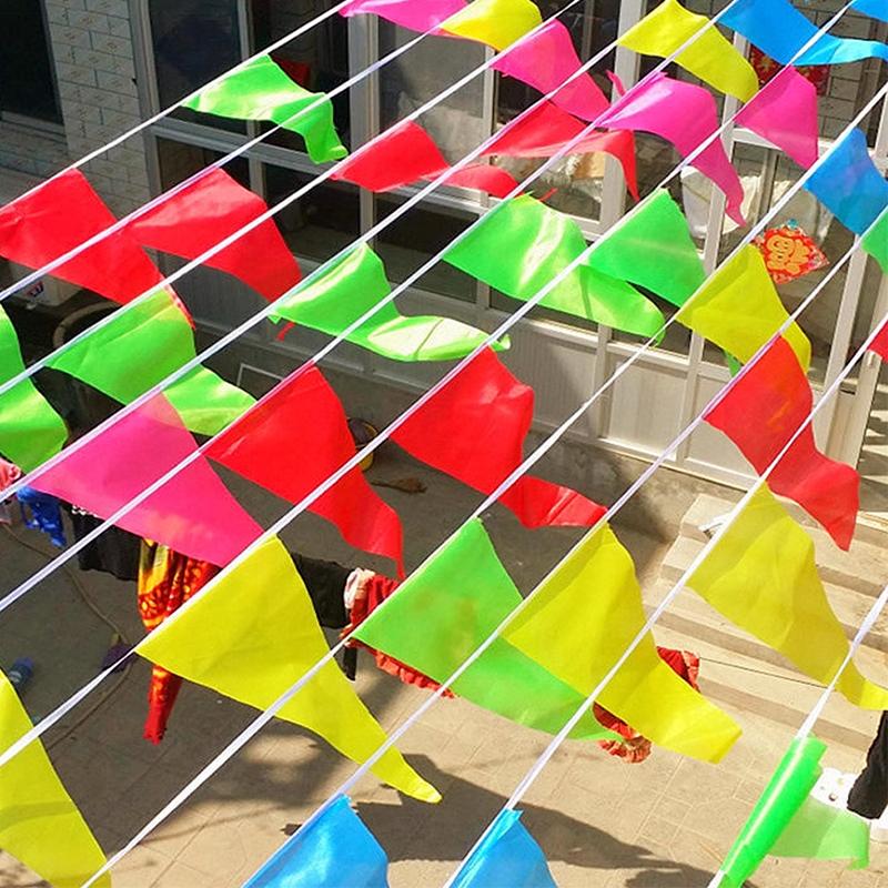 200/100/50M Colorful Triangle Flags Bunting Party Banners Pennant Flag for Outdoor Home Garden Wedding Shop Street Holiday Decor