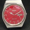 VINTAGE SEIKO 5 AUTOMATIC 6309A JAPAN MENS ARABIC RED COLOR DIAL WATCH A701664-5 R206c-a701664