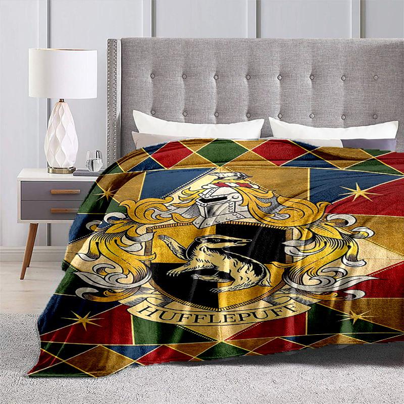1pc Hufflepuff Crest Cartoon Blanket,Portable Throw for Travel & Camping, All Season Cozy Blanket,Ideal Gift