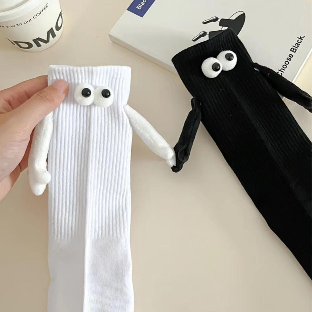 

Magnetic Couple Socks with Embroidered Eyes and Holding Hands Design Bare Socks One Size (36-43)