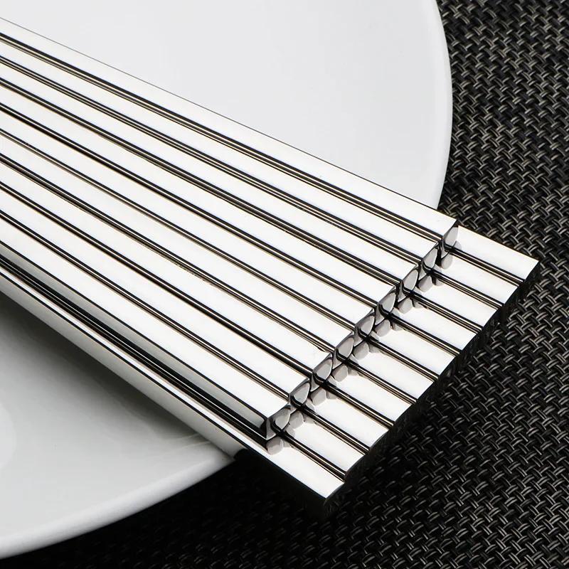 Retro-Essstäbchen aus 304 Edelstahl, rutschfeste chinesische Essstäbchen, Metall-Essstäbchen für Zuhause, für Lebensmittel, Sushi-Stäbchen, Küchengeschirr