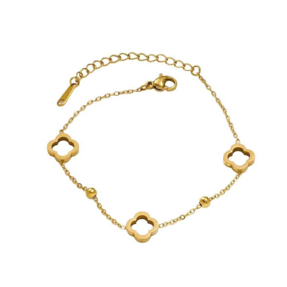Korean Four-Leaf Clover Gold-Plated Titanium Bracelet