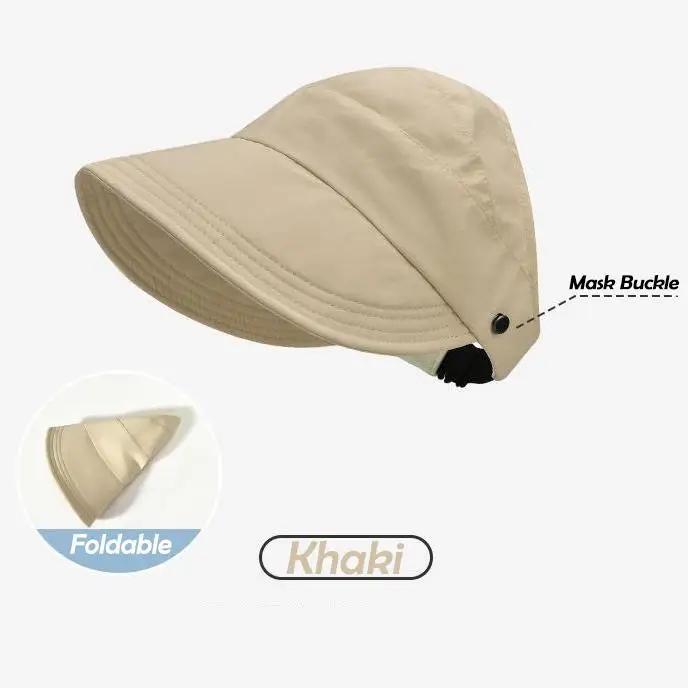 Quick-Dry Summer Sun Hat for Women Llightweight Breathable Ponytail Hole UV Protection Bucket Hat Foldable Windproof Cap
