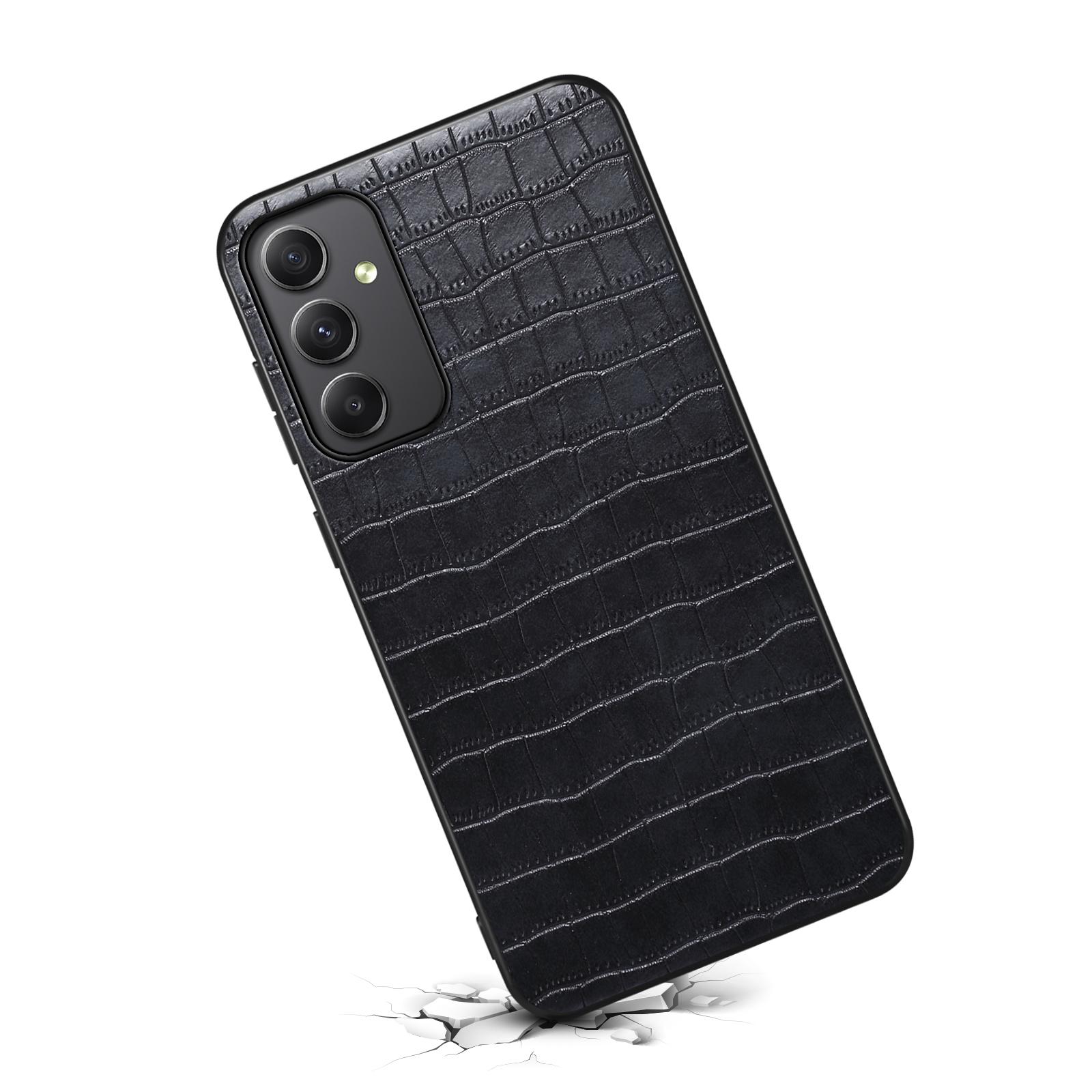 

For Samsung Galaxy A35 5G Leather Back Case Crocodile Texture Protective Cover Shell Black