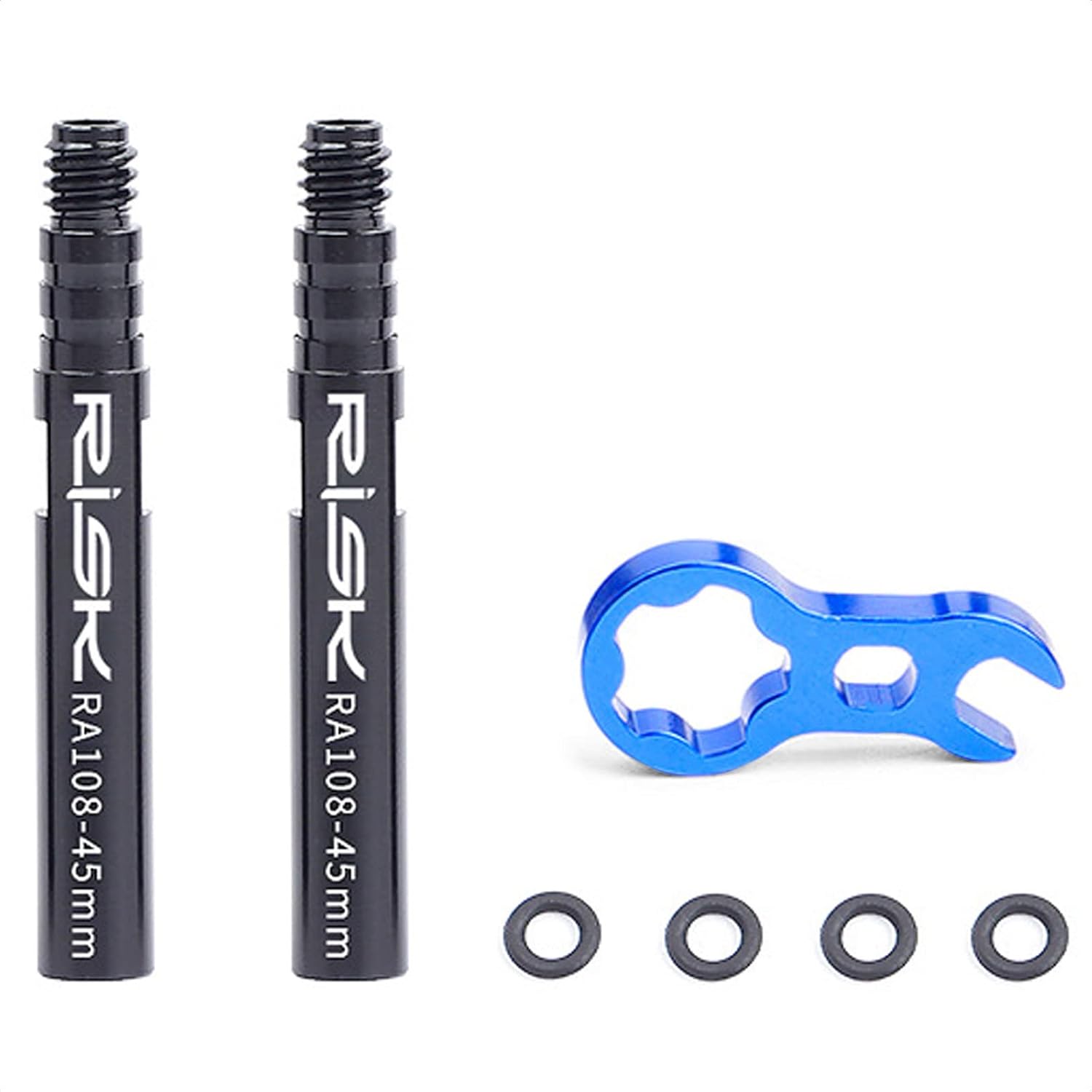2 PCS 45mm Bicycle Presta Valve Extender Kit with Valve Core Remover Tool for Tubeless Mountain Bike Road Bike MTB