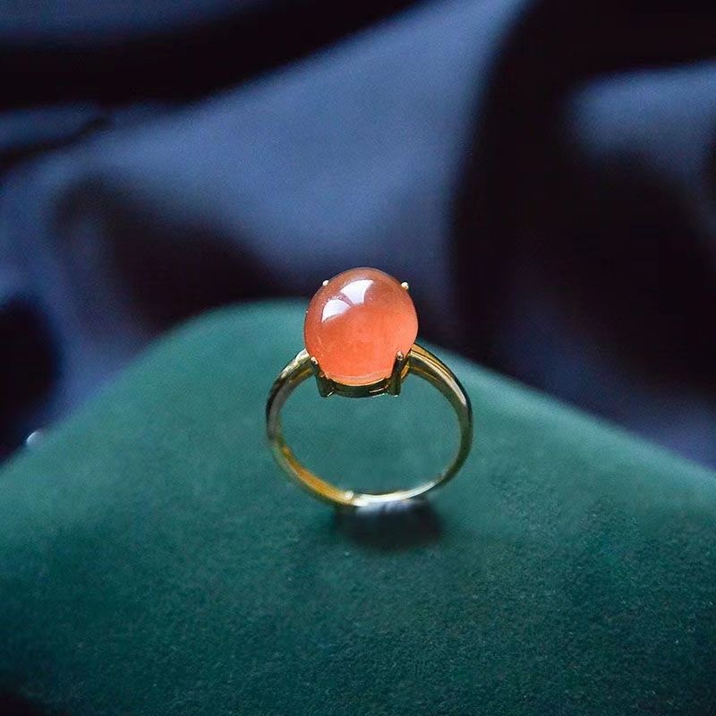 Klasyczne Kreatywne Naturalne Pierścionki z Czerwonego Chalcedonu Dla Kobiet Regulowane Prostota Vintage Elegancja Pierścionek Zaręczynowy Biżuteria