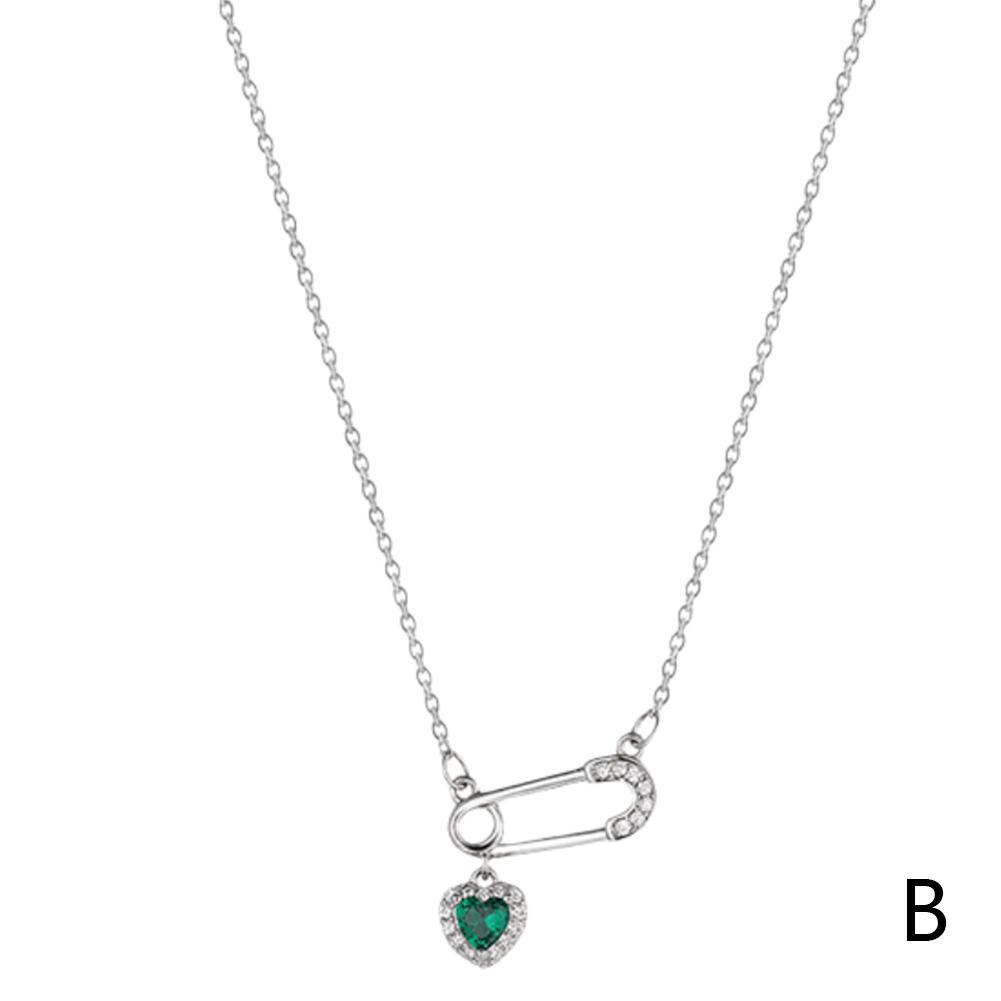 Safety Pin Clip Love Pendant Necklace for Women Hollow Tassel Collarbone Chain Choker Adjustable Length Anti-Tarnish Lightweight