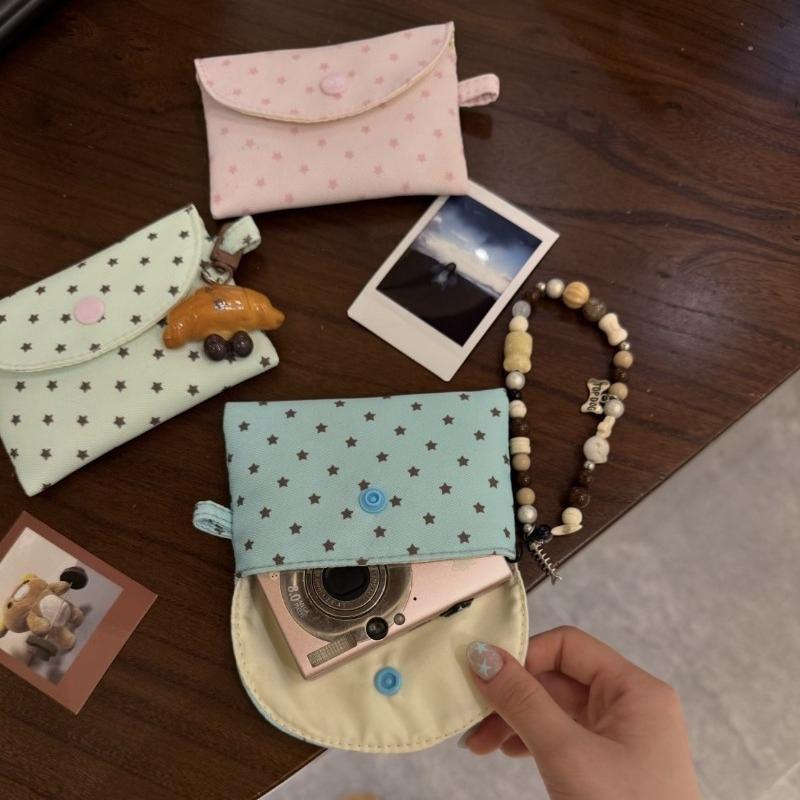 Cute Dot Star Coin Purse Mini Wallet Card Organizer Small Money Bag for Student Bus Bank ID Credit Cards Case