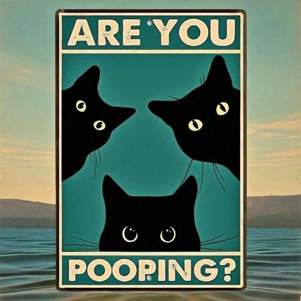 Metal Poster Wall Art Black Cat Bathroom Funny Sign Metal Poster Black Cat Bathroom Decor Funny Sign Black Cat Metal Sign Bathroom Humorous Wall Art