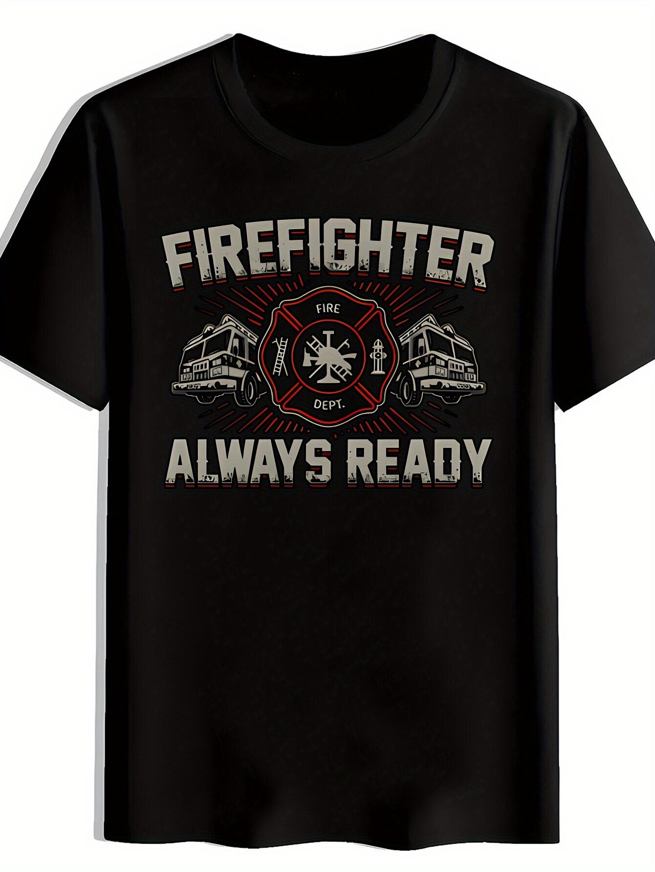 T-shirt Black Firefighter Graphic - Red Radiation Line Print M