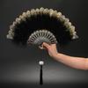 Chinese Feather Folding Fan with Pendant Wedding Dance Fan Cosplay Props Decor