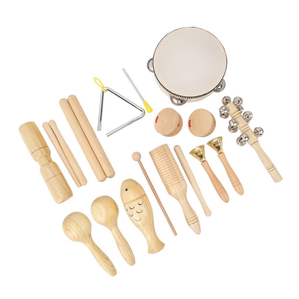 10 ks Sada Hudební bicí nástroje Dřevěné Nerezové Dětské hudební nástroje