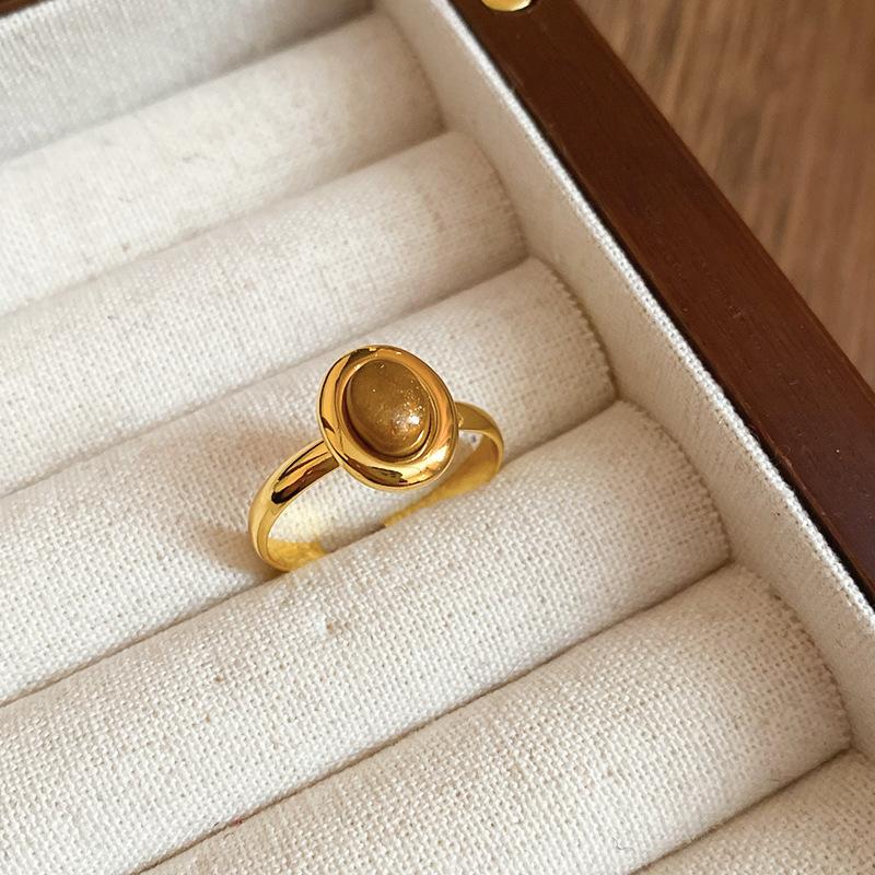 Vintage Maillard Tiger's Eye Irregular Geometric Ring Index Finger Ring Personality Jewelry Women