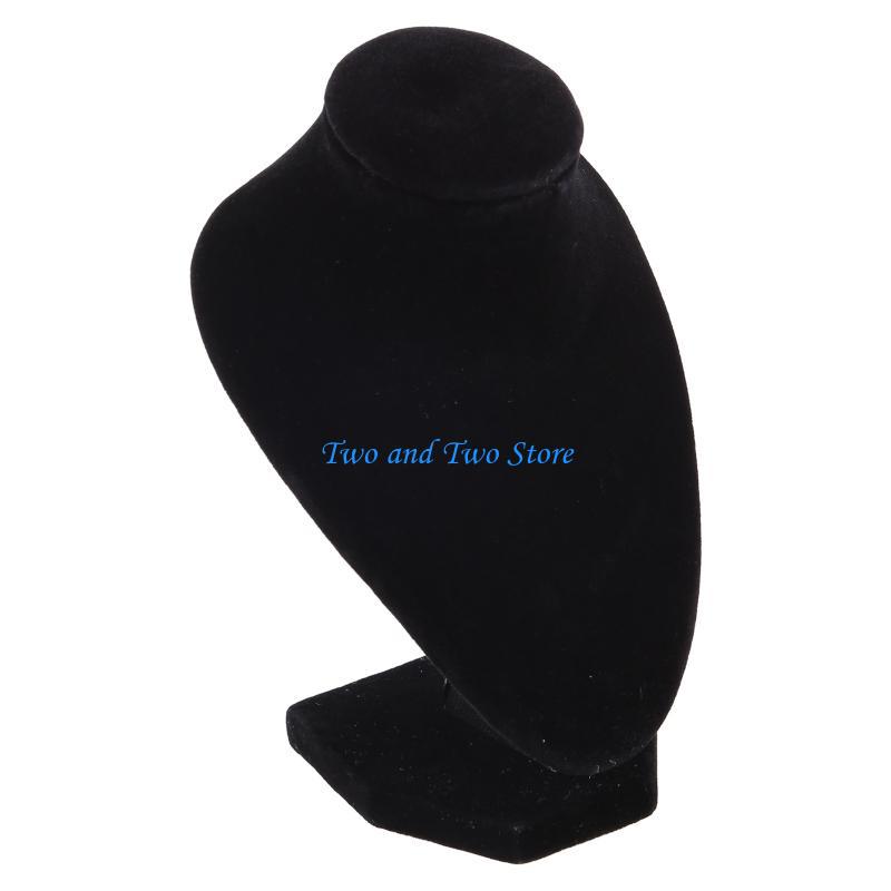 HX6F Necklace Mannequin Holder Flannel Pendant Chain Jewelry Display Rack Black