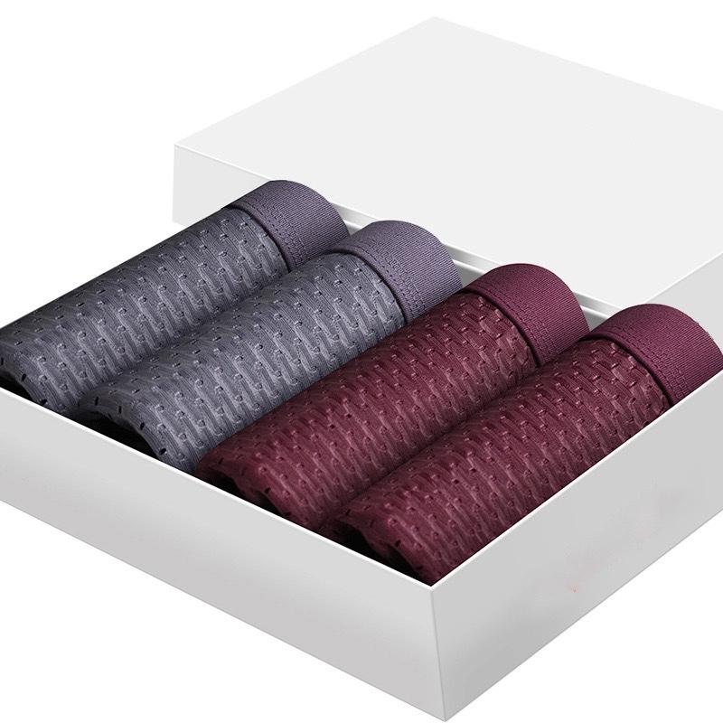 4 Pairs Of Underwear Gift Box Men's Ice Silk Boxer Shorts Sexy Loose Cool Mesh Comfortable Close-fitting Boxer Shorts