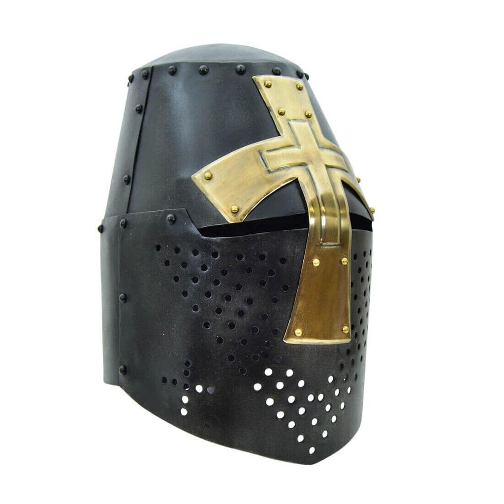 Early 14th Century Darkened Crusader with Brass Cross Templar Helmet