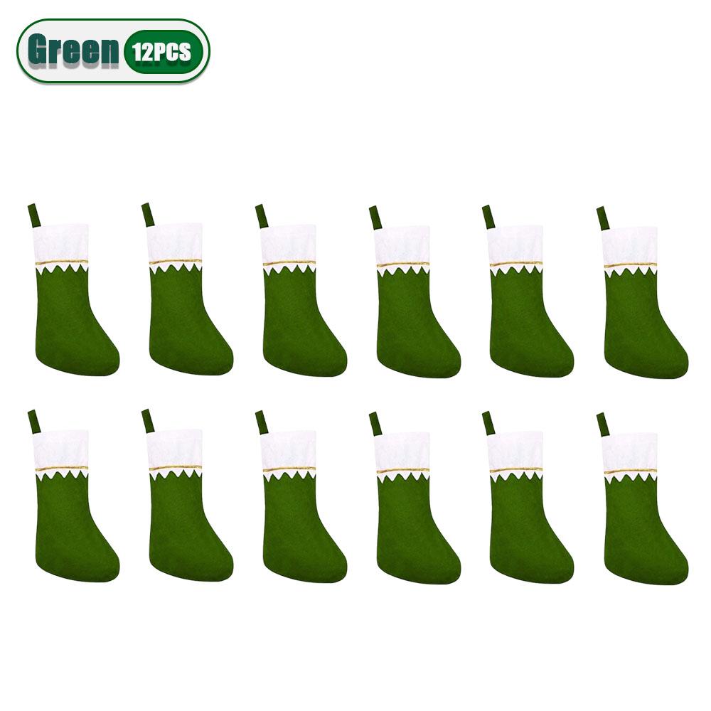 12/24PCS Christmas Stocking Hanging Bag Gift Bag Christmas Tree Hanging Decor Holiday Ornament Party Supplies for Home Decor