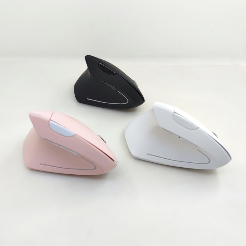 Wireless DPI Vertical USB Receiver 5 No Hand Compatible with and Linux Mouse, Left-Handed, 2.4GHz, Three-Level Adjustment, Forward/Back Buttons,