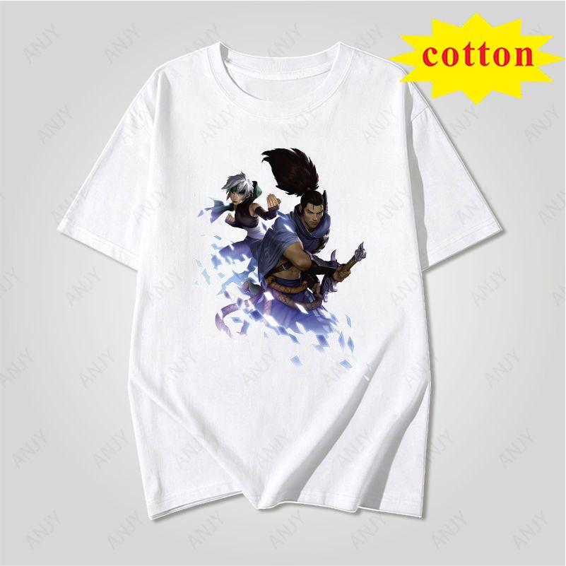 Light And Dark Twin Knights Anime Print Short Sleeve Tshirt Golden Shield Warrior Dark Assassin Gaming Character Unisex Top