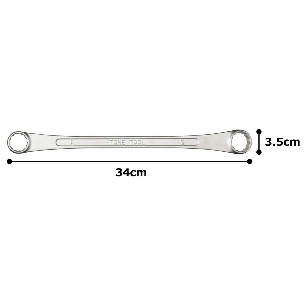 TONE Long Open End Wrench 22 X 24mm Flats (15°), M15-2224,
