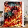 Fiery Anime Warrior in Action Scene Flannel blanket for bedroom, living room, sofa, and nap