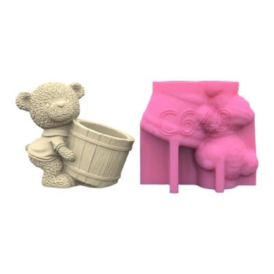 Bear Flowerpot Silicone Molds Plaster Concrete Storage Jar Making Molds Decors