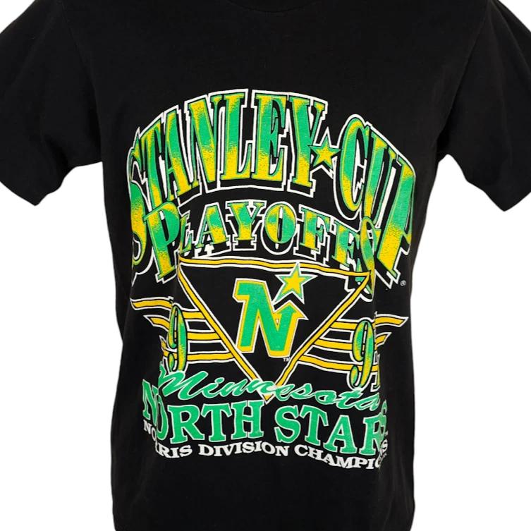 Vintage Minnesota North Stars T Shirt Mens Size Small Black 90s 1991 Made In USA 2XL