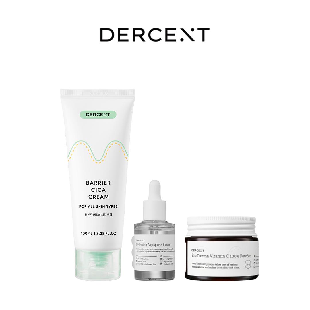 

[DERCENT] Осветляющий увлажняющий набор со скваланом и витамином С (Сыворотка + крем Cica + порошок витамина С)