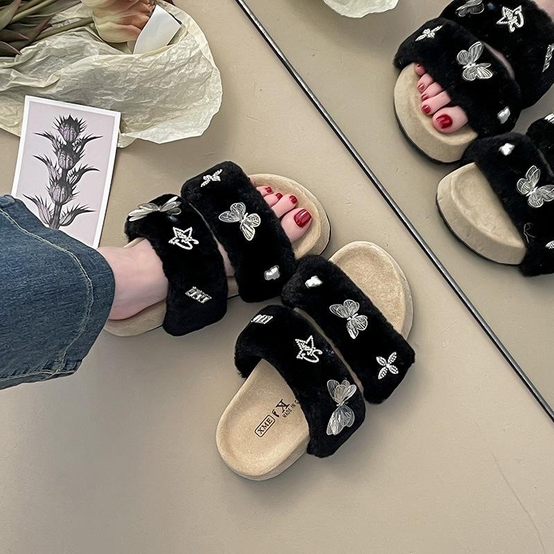 In the Autumn and Winter of 2025, the New Mao Mao Thick-bottomed Comfortable Internet Celebrity Wears Cute Butterfly Stars Mao Mao Slippers
