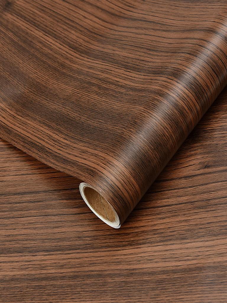 Wood Grain Contact Paper Brown Wooden Wall Cover Self-Adhesive Removable Vinyl Film Easy To Apply For Furniture Kitchen Cabinets