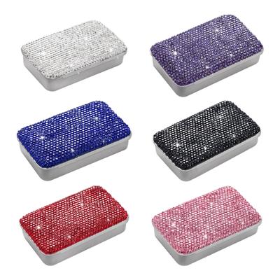 Metall-Aufbewahrungshalter mit glitzernden Diamanten Glatte Schiebeabdeckung Designs Aufbewahrung Stilvolles Accessoire