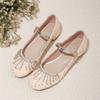 Four seasons wear girls single shoes sweet college buckle beef tendon soft sole older children sequined crystal shoes new children's leather shoes