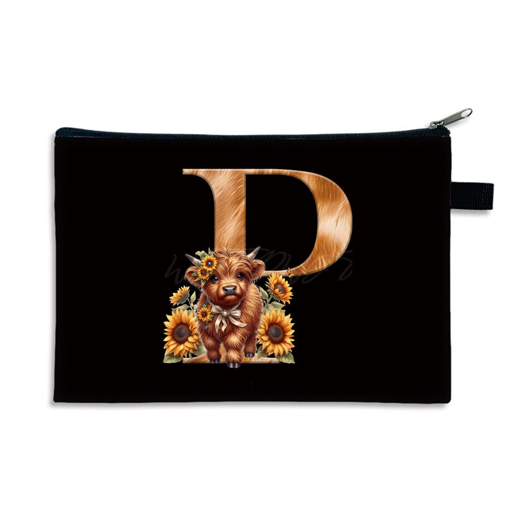 26 letter print size change bag Oxford cloth zipper storage bag Student portable pencil case