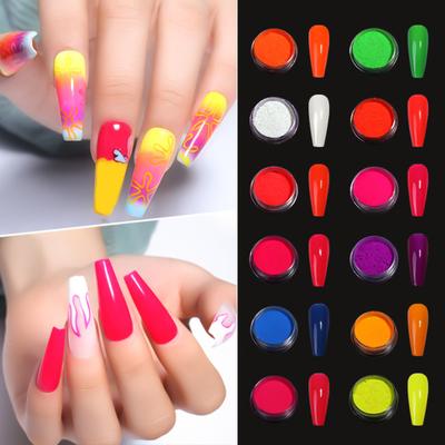 Pigmentpulver in 12 Farben, 1 g, mit Wattestäbchen, fluoreszierendes Regenbogen-Harz-Pigmentpulver, DIY-Nagellack, Acrylnägel, Körperkunst, Augen, Gesicht, 12 Stück