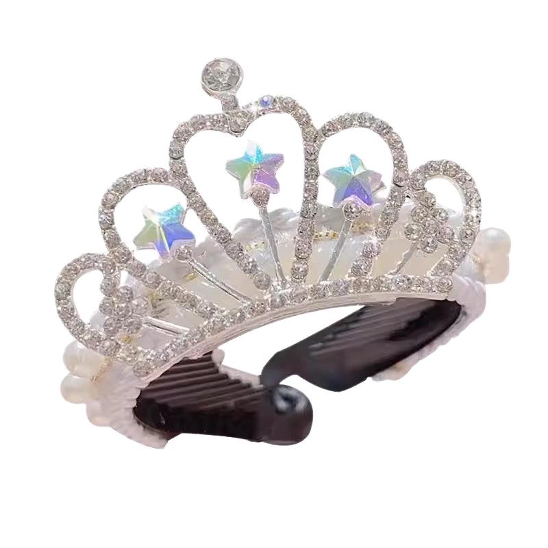 Girls' Beaded Princess Crown Headdress Hair Clip