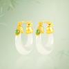 S925 Silber Weiße Hetian Jade Halbrunde Ohrringe - Modischer Damenschmuck