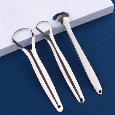Stainless Steel Tongue Scraper - Bad Breath Removal Tool & Tongue Cleaner