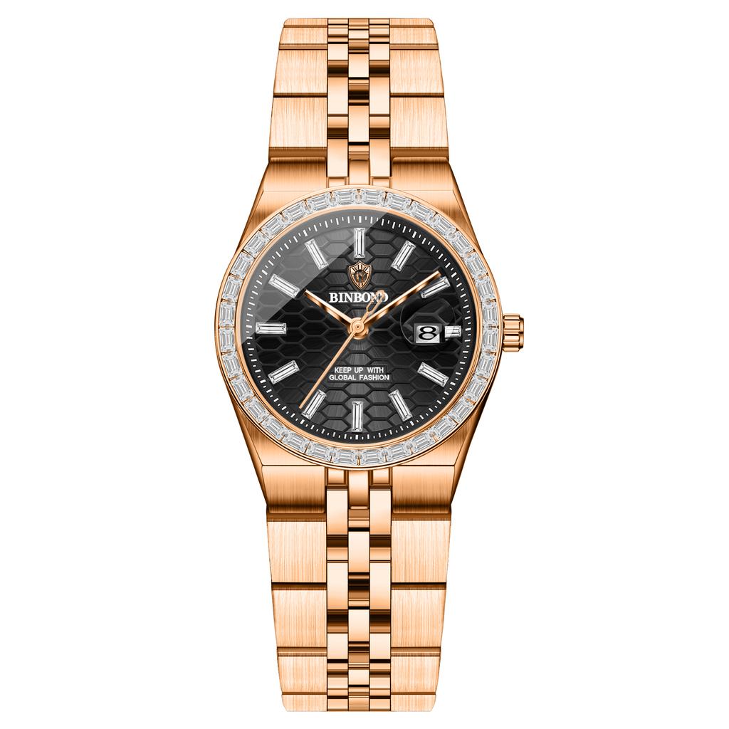 Ladies Casual Quartz Wristwatch Accurate Luxury Waterproof Steel Strap Auto Date Fashion Watch for Women