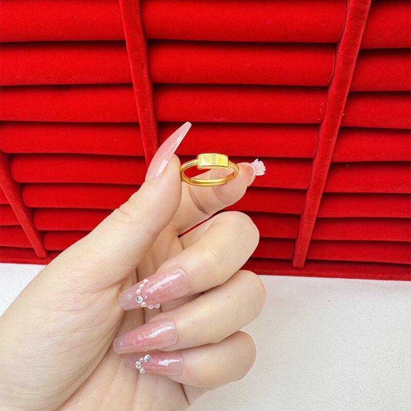Exquisite Sand Gold Open Ring for Women: High-End Niche Design, Light Luxury Style, Long-Lasting Color, Imitation Gold.
