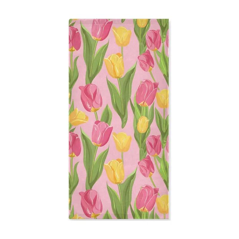 Tulip Flowers Bath Towel Botanical Floral Beach Towel Microfiber Quick Dry Portable Camping Picnic Yoga Gym Travel Sport Towels