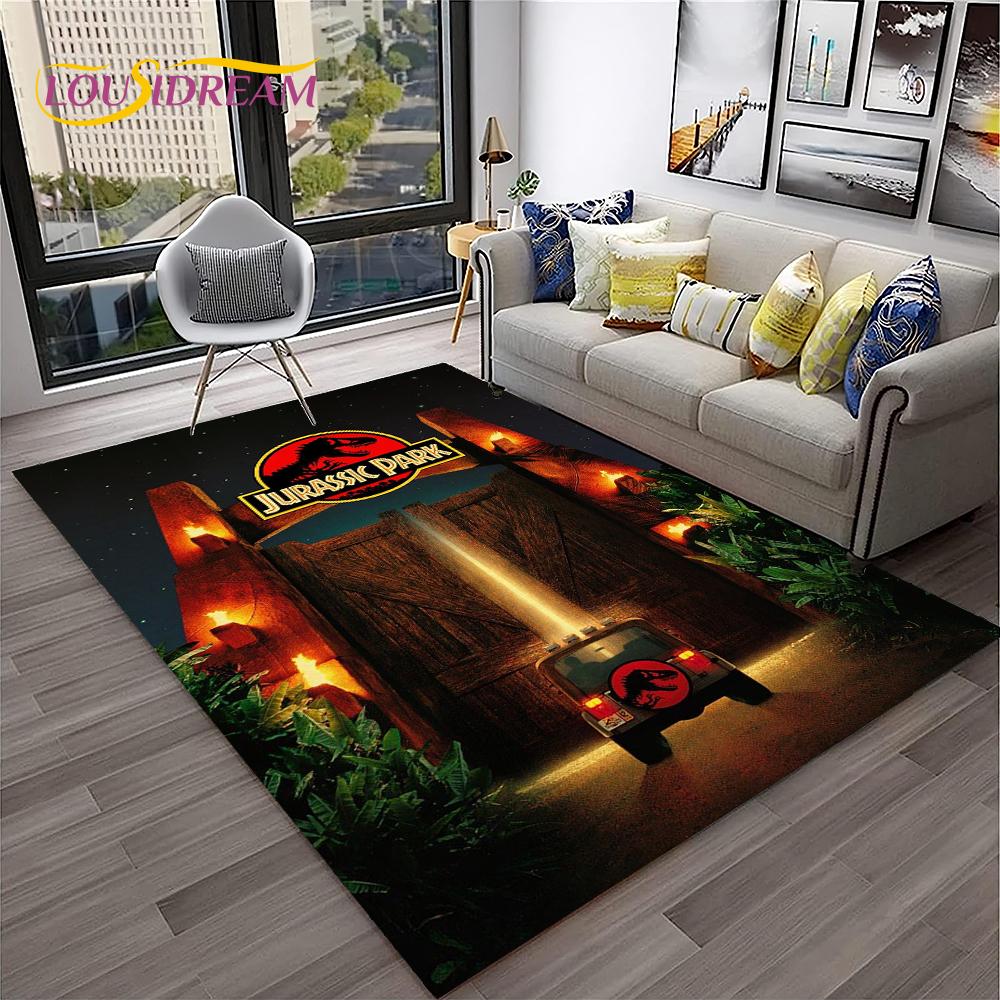 Dinosaur Cartoon Jurassic Park Child Carpet Rug for Home Living Room Bedroom Sofa Doormat Decor,Play Area Rug Non-slip Floor Mat