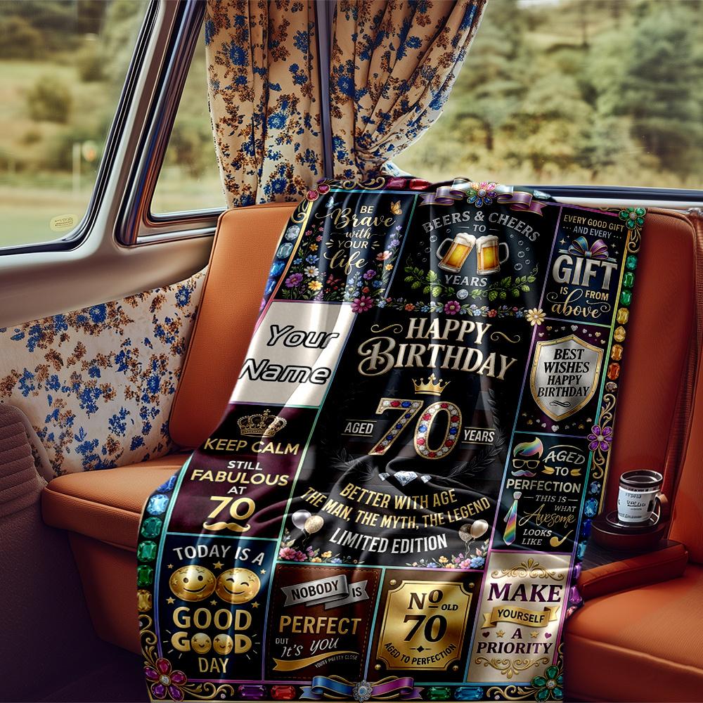 70Th Birthday Vintage 1956 Celebration Gift Blanket Soft Warm Cozy Versatile For Sofa Couch Office Bed Picnics Allseason Use Modern Unique Gift For