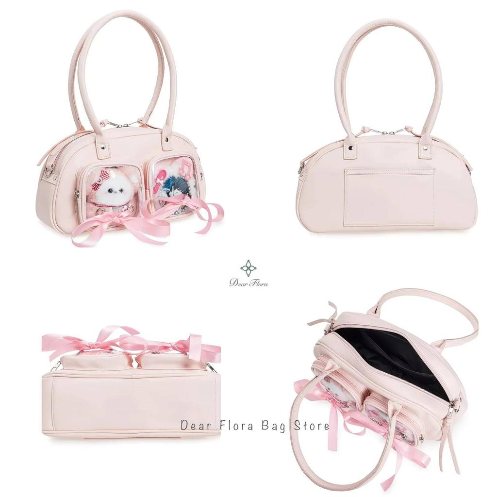 New Y2K Cute Ita Bag Large Capacity Fashion Shoulder Bag Lolita Girls Transparent Cosplay Underarm Bag DIY Badge Display Handbag