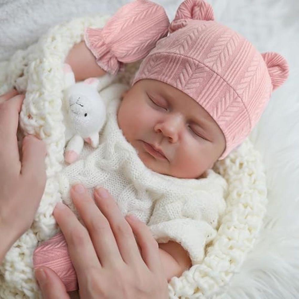 Knitted Bear Ear Earflap Hat Ear Protection Baby Hat Glove Set Fashion Children's Winter Hat  Girls
