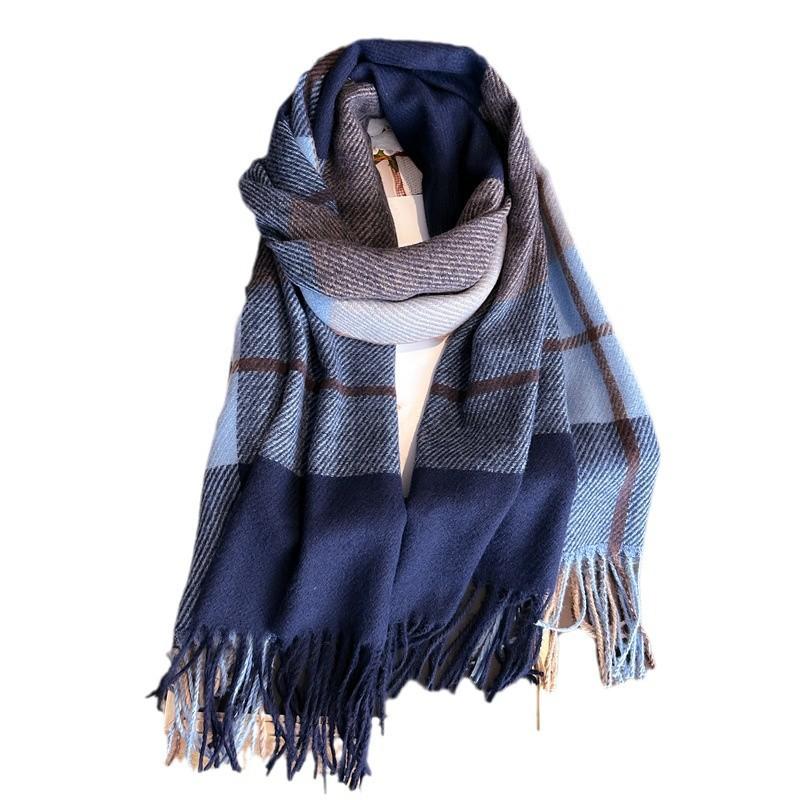 European and American style imitation cashmere woven warm shawl scarf for men and women in autumn and winter fashion versatile large square fringed