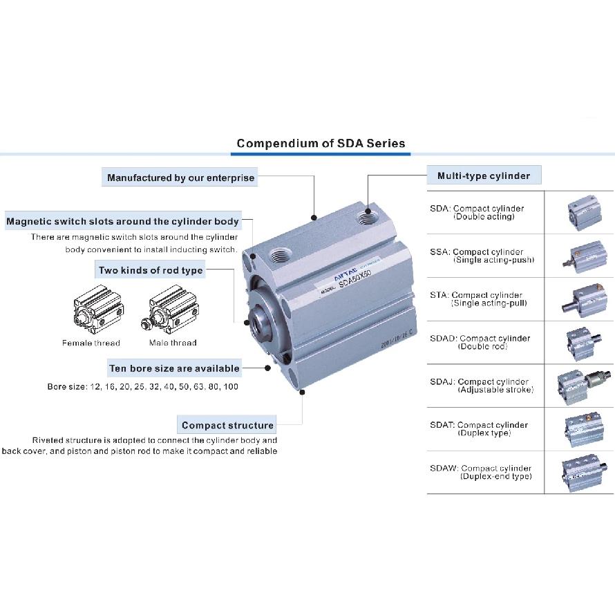 SDA50x25 AIRTAC Type air pneumatic cylinder SDA50X5 SDA50X10S SDA50X15SB SDA50X20B SDA50X75 SDA50X100SB SDA50X40 SDA50X45SB SDAS