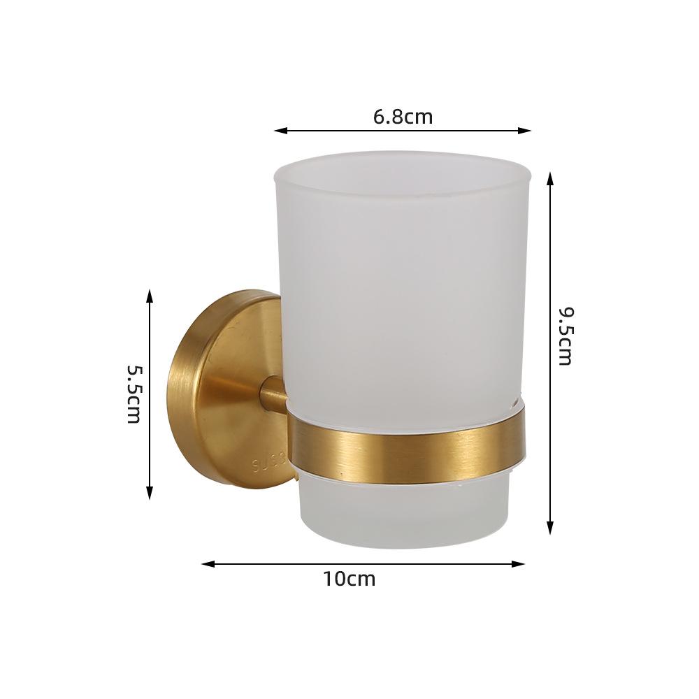 Bathroom Modern Wall-Mounted Toothbrush Holder Glass Cup Tumbler Frame Bathroom Storage Organizer Tooth Brush Cup Tools Washroom